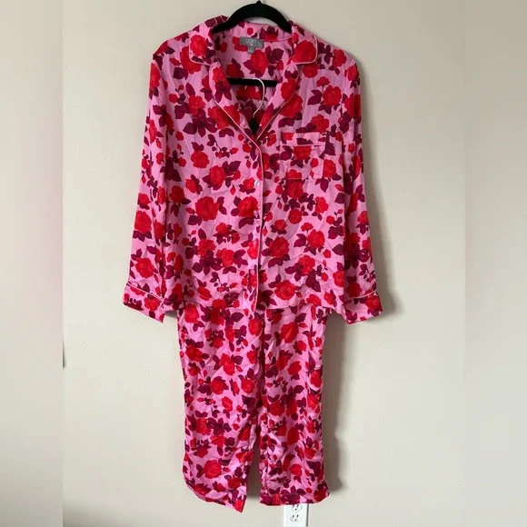 Loft Ladies Pjs Set Sleep‎ Wear Rose Blush SzSmall Soft Satin Feel NWOT - Picture 2 of 12